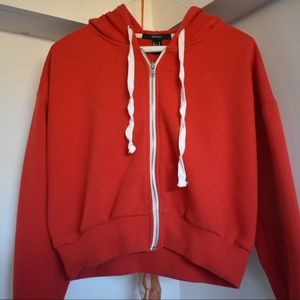 Red Cropped Zip-up Hoodie MEDIUM